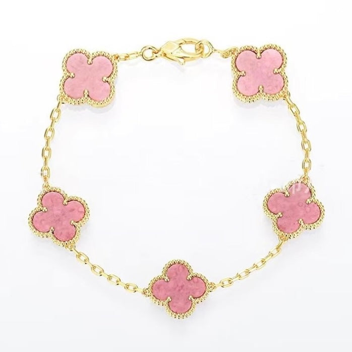 18k Vintage Motif Bracelet in Rose Rhodonite
