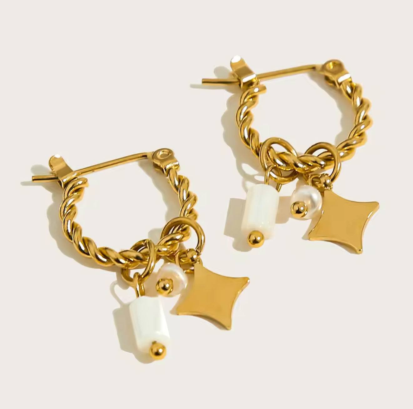 Lina 18k Gold Plated Stainless Steel Star Charm Earrings