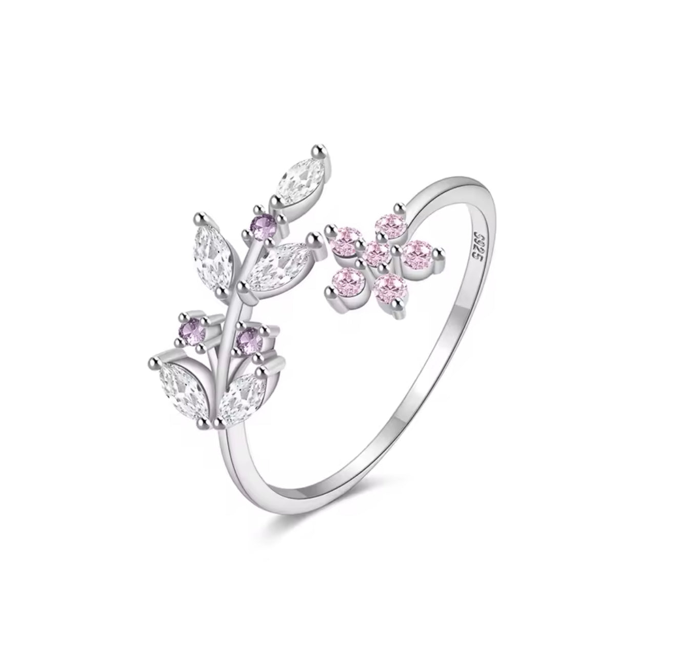 Giselle Solid 925 Silver Resizable CZ Garden Ring