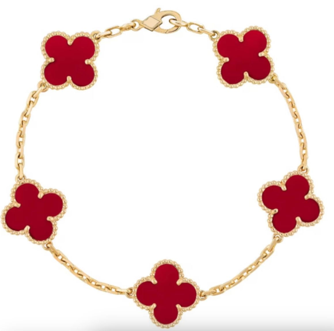 18k Vintage Motif Bracelet in Red Agate
