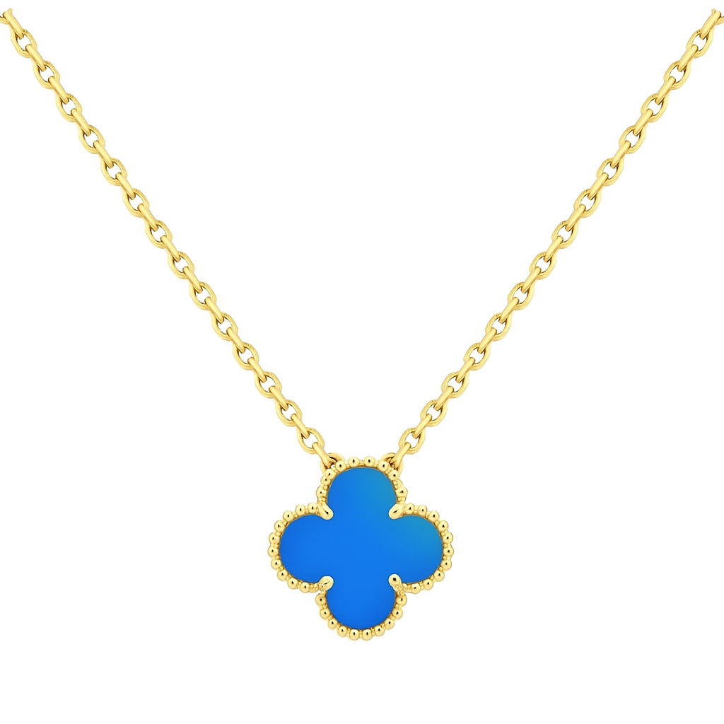 18k Vintage Motif Necklace in Blue Agate