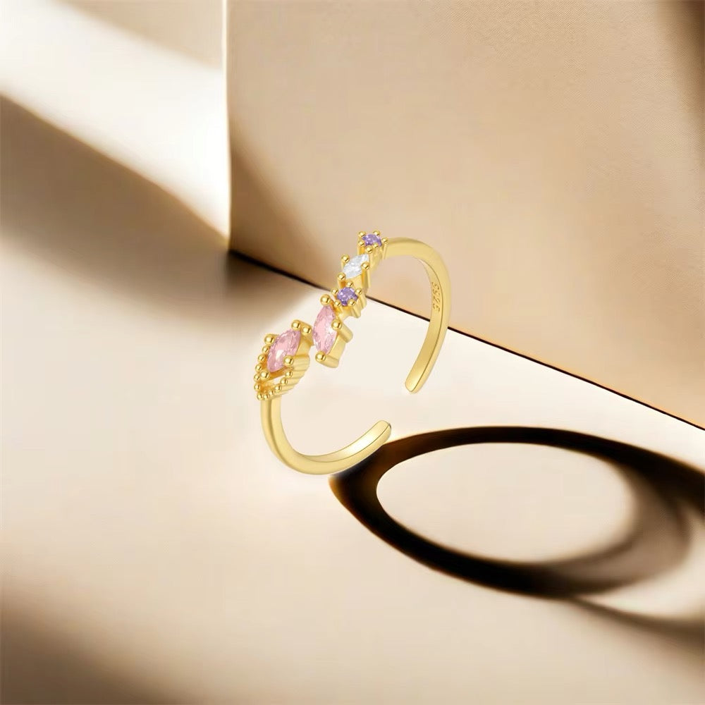 Salomé 925 Sterling Silver & 18K Gold Plated CZ Ring