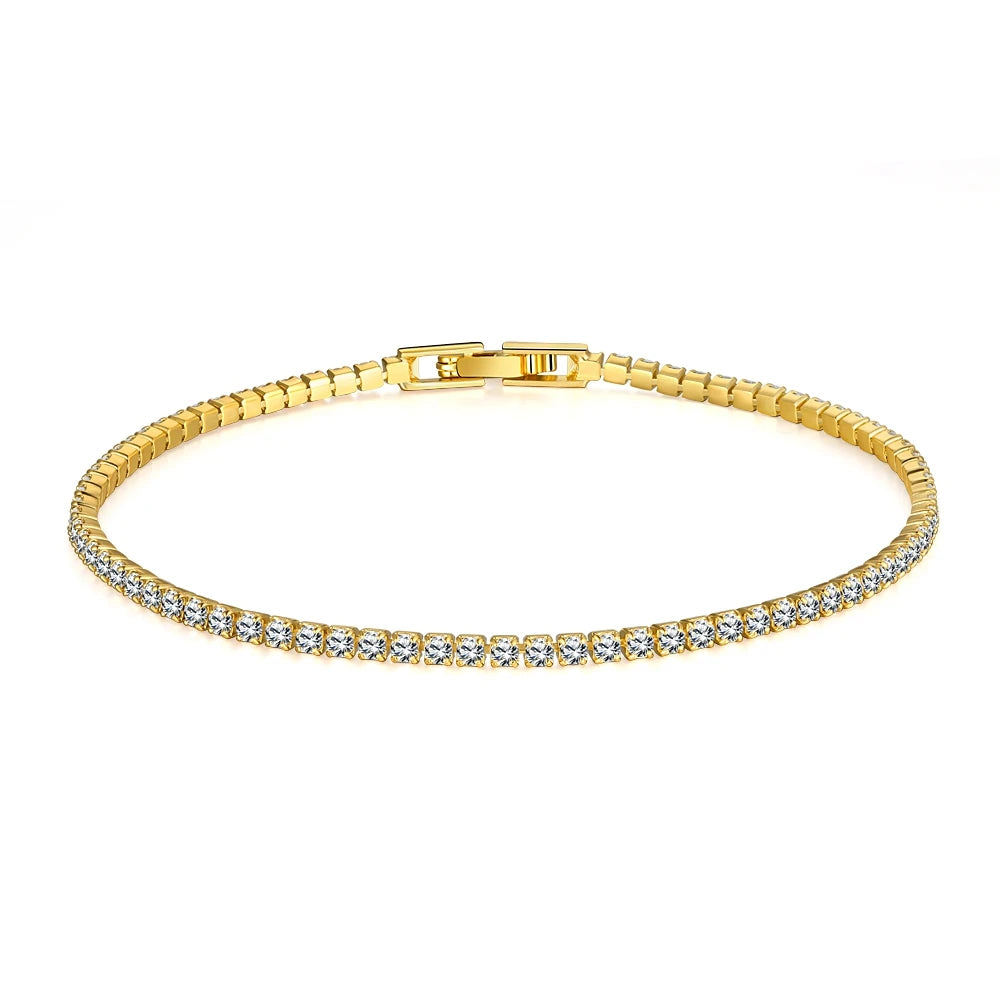 Thin Gold 925 Sterling Silver Tennis Bracelet