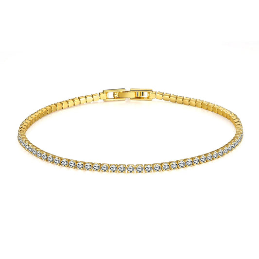 Thin Gold 925 Sterling Silver Tennis Bracelet