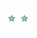 Valeria 18k Gold Plated 925 Silver 5 Petal Blue Flower Flatback Earrings