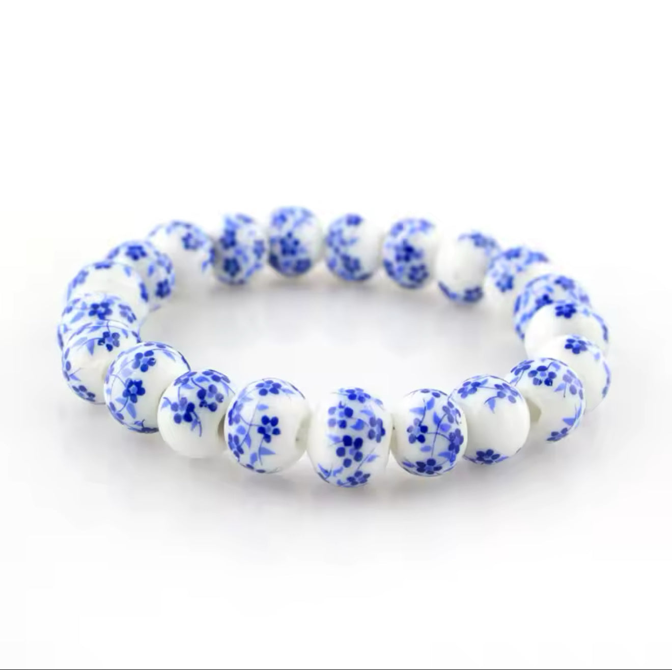 Lili Blue Flower Porcelain Beaded Bracelet