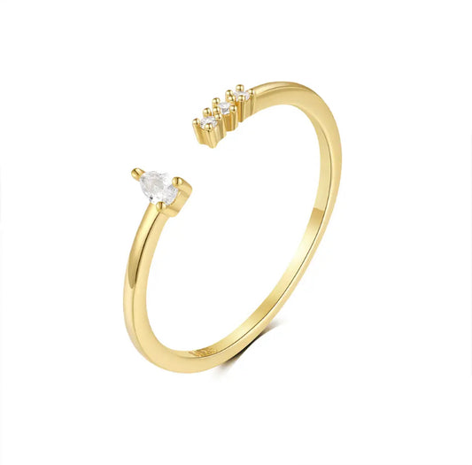 Andrea 925 Sterling Silver & 18K Gold Plated CZ Ring