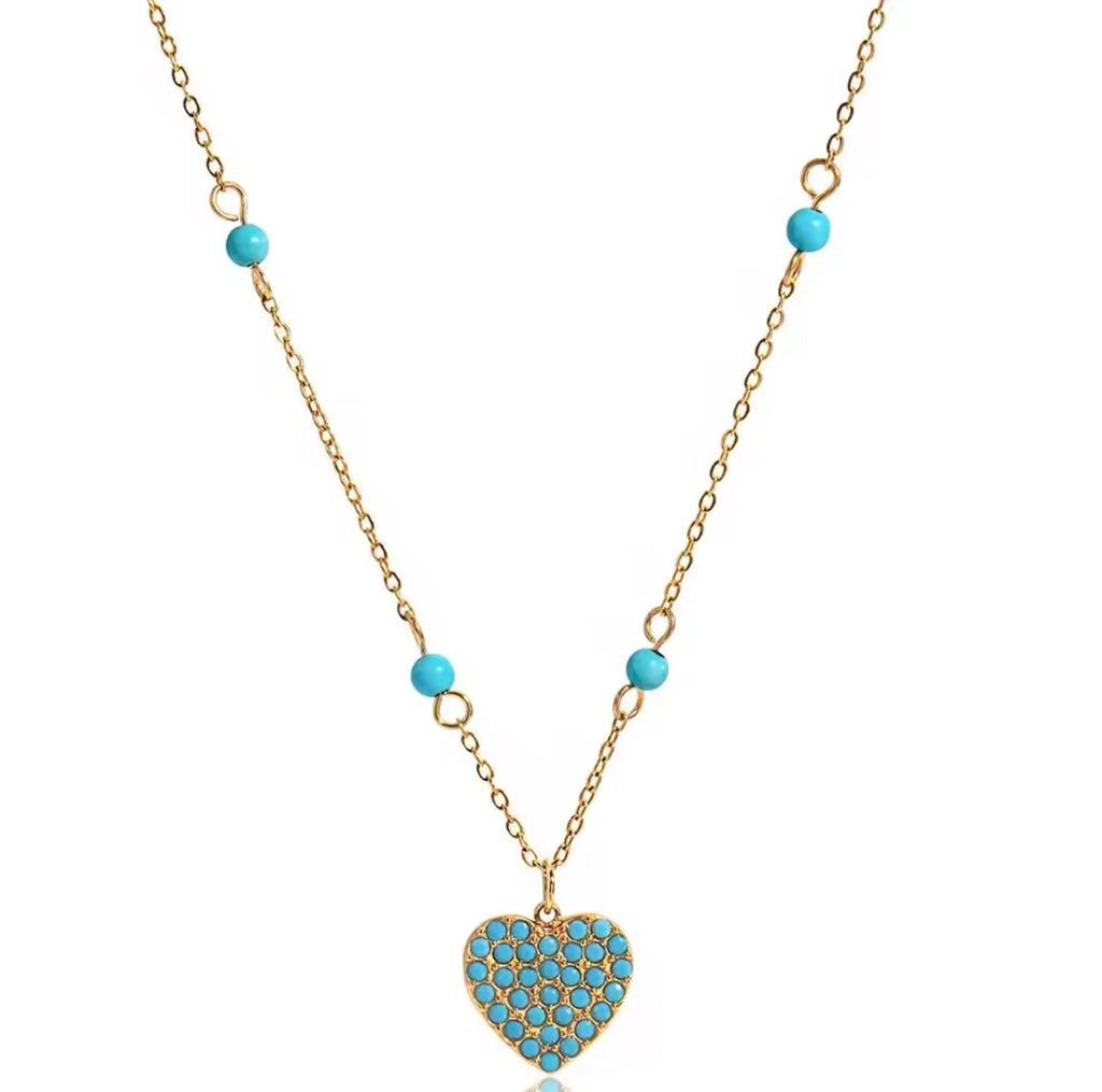 Samara Turquoise Heart 18k Gold Plated Stainless Steel Necklace