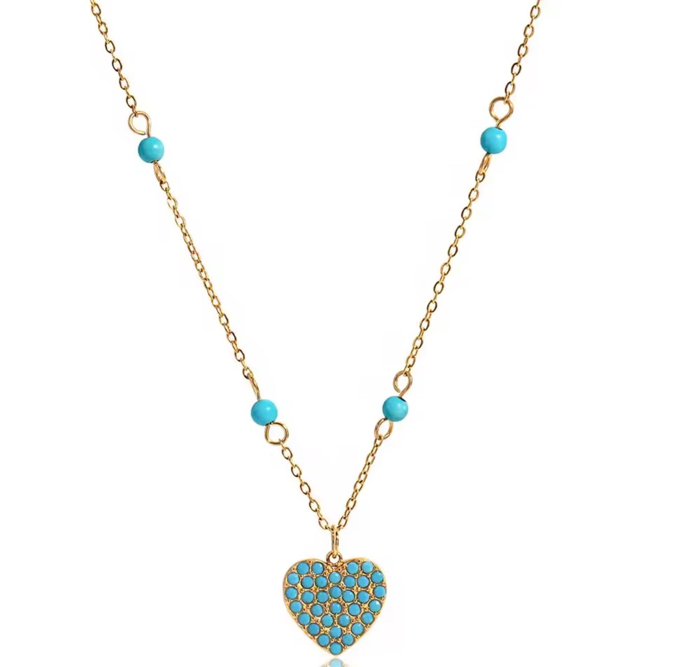 Samara Turquoise Heart 18k Gold Plated Stainless Steel Necklace