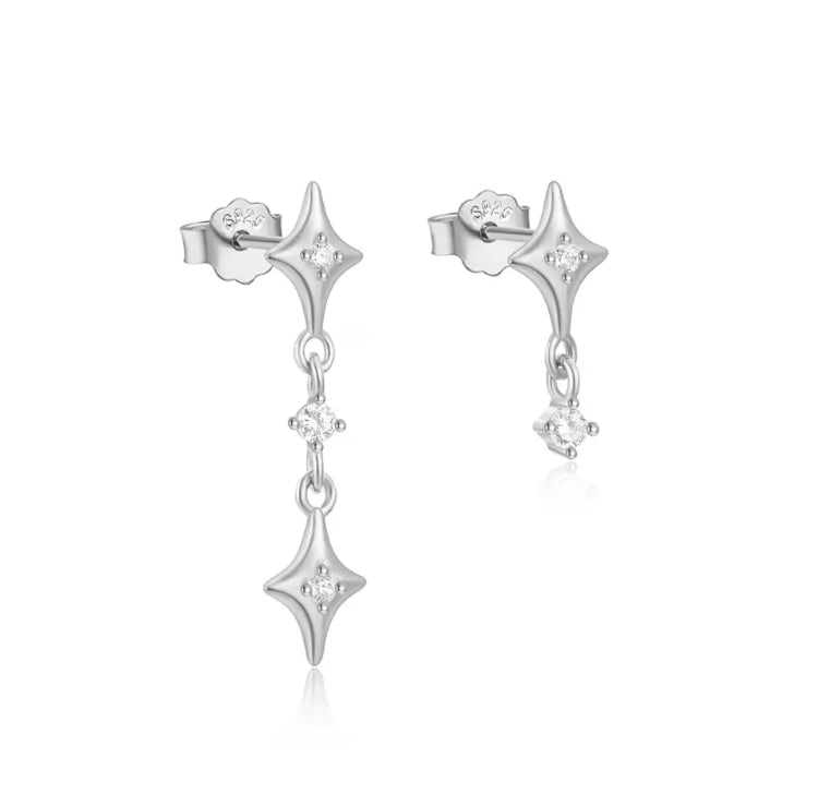 Estelle 925 Sterling Silver & 18K Gold Plated CZ Asymmetrical Star Earrings