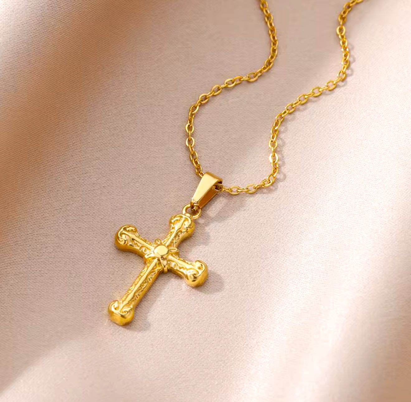 Natia 18K Stainless Steel Cross Pendant Necklace