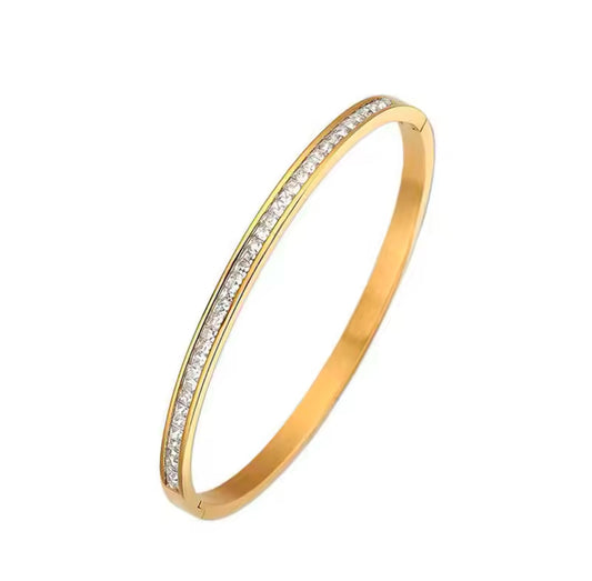 Maryam 18k Gold Plated Bangle with CZ Stones