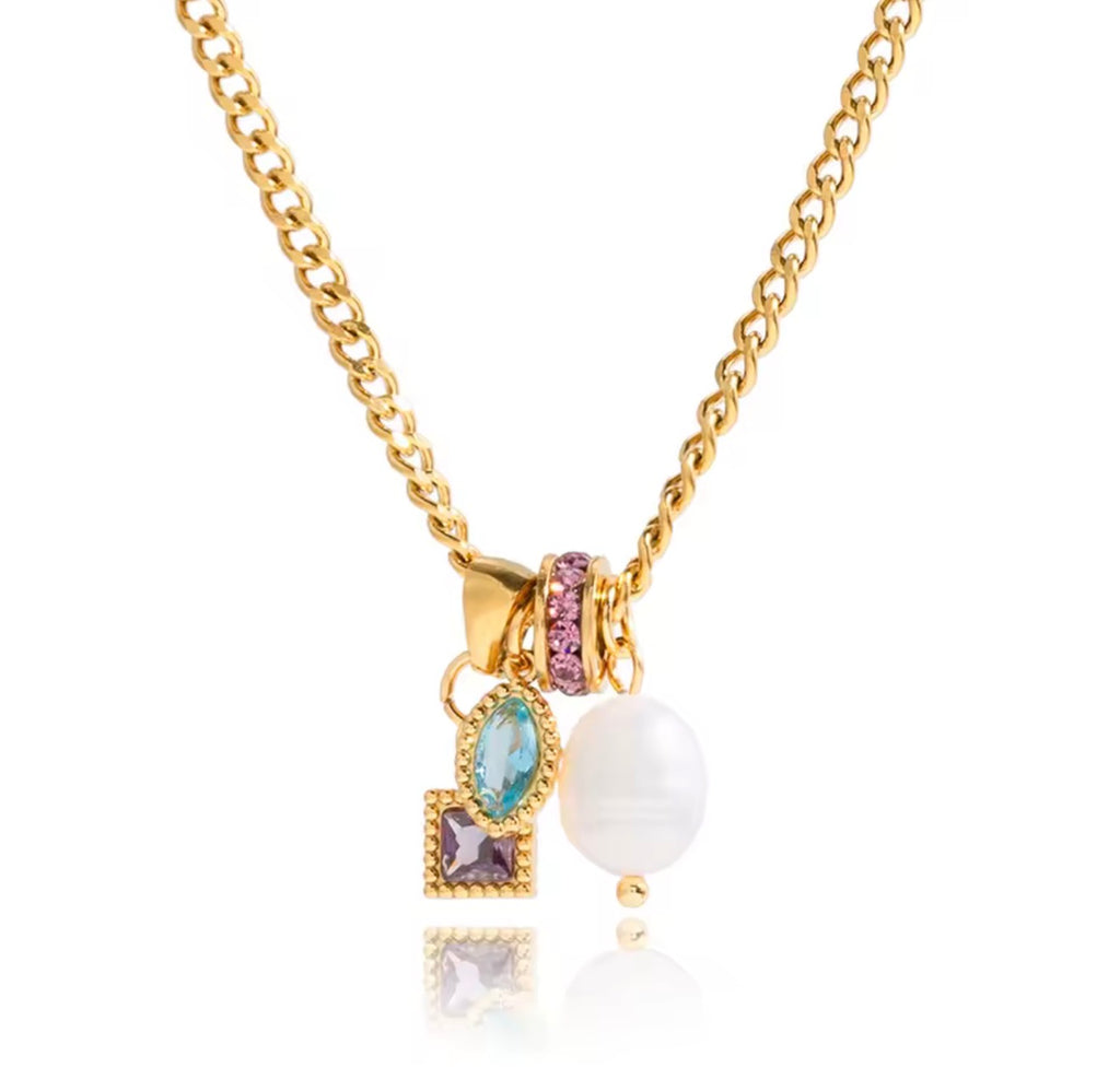 Chloe 18k Gold Plated Charm Necklace