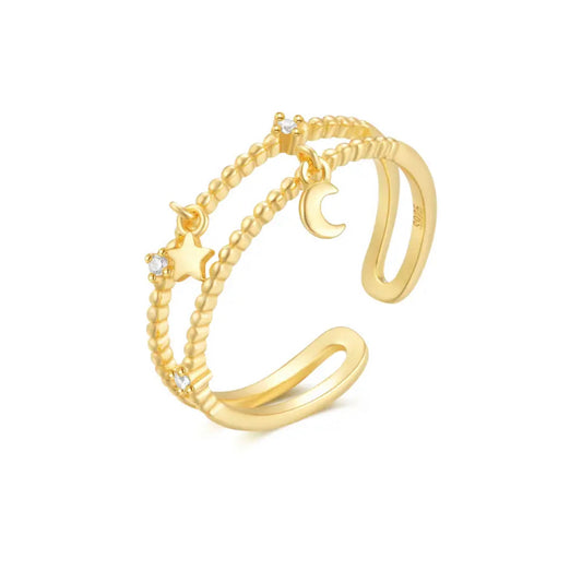 Lua Charm Ring in 18K Gold Plated Sterling Silver