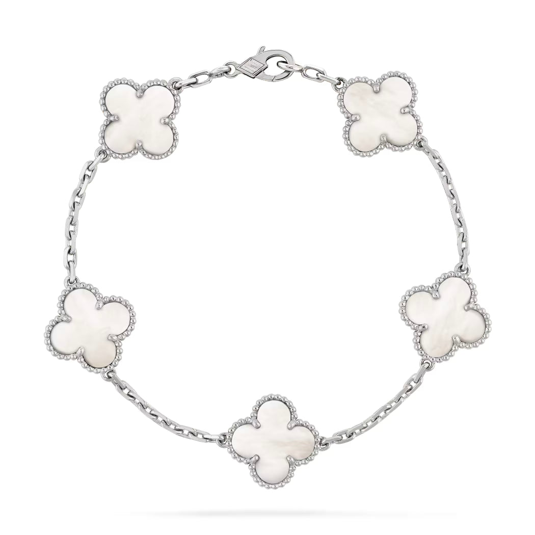 Silver Vintage Motif Bracelet in Mother of Pearl