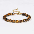 Halia Natural Tiger’s Eye 18k Gold Plated Beaded Bracelet in Stainless Steel