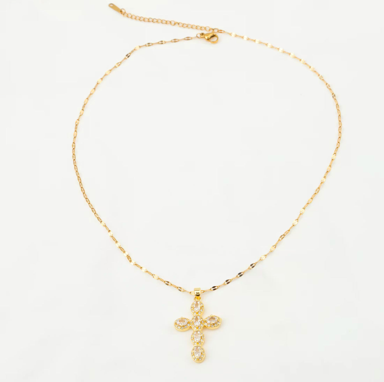 Anise 18k Gold Plated Stainless Steel Cross Pendant Necklace