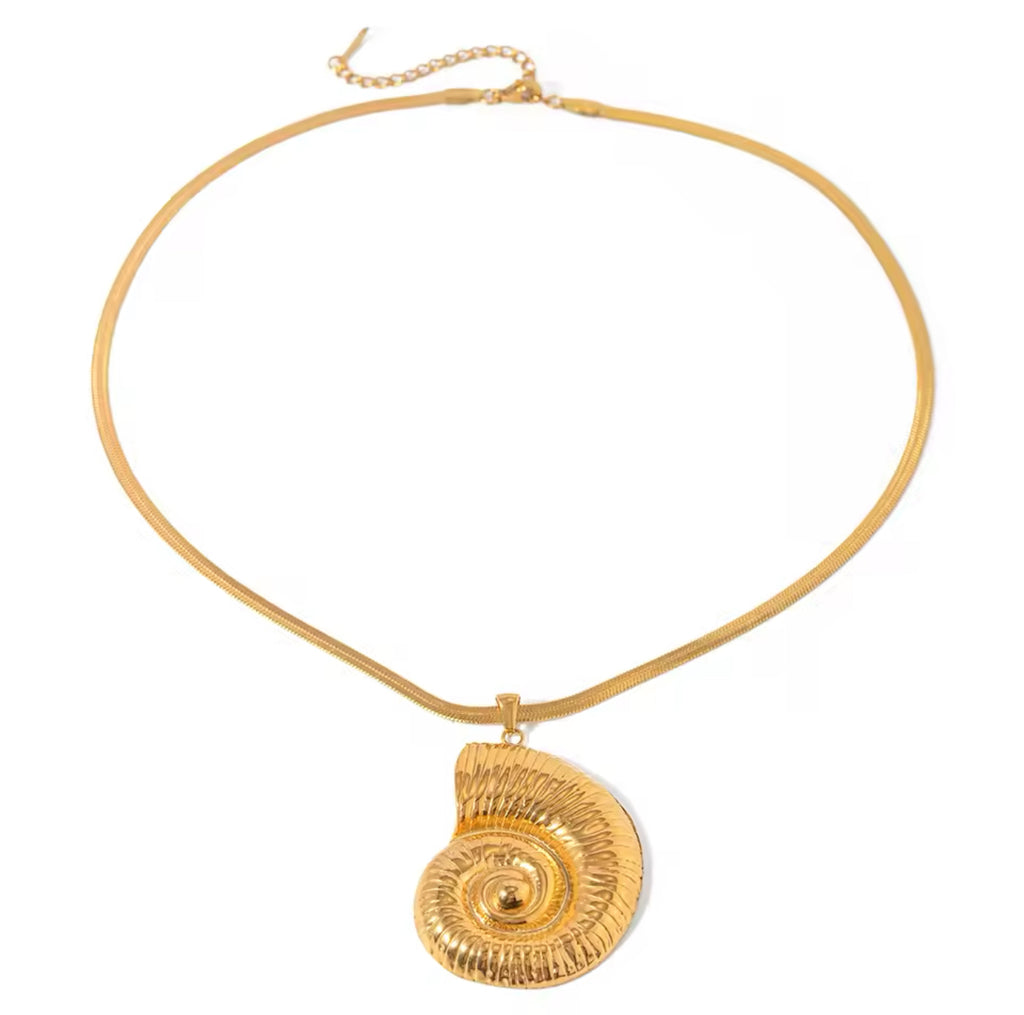 Sarai 18k Gold Plated Stainless Steel Shell Statement Necklace
