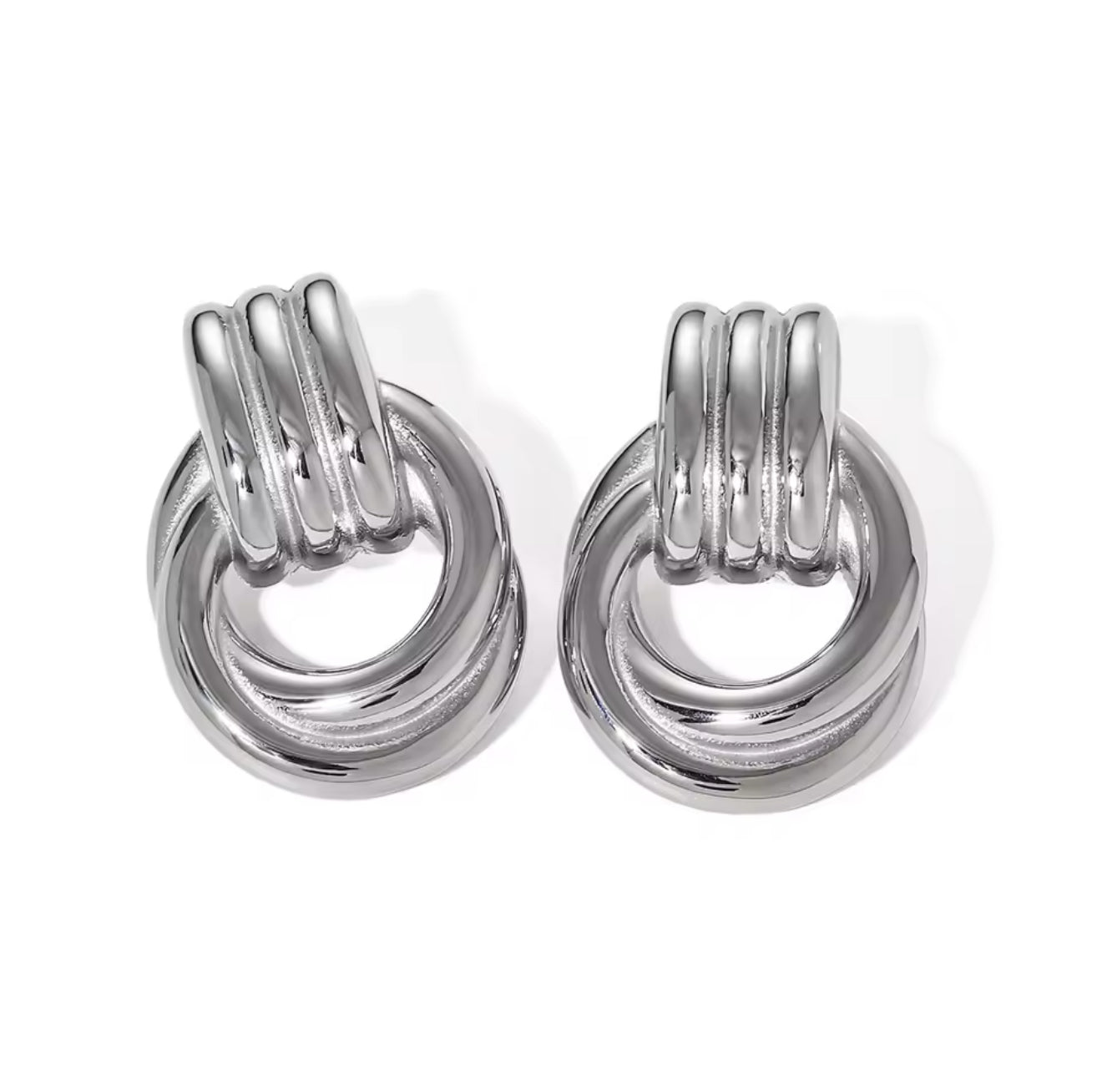 Quinn 18k Gold Plated Hoop Stud Earrings over Stainless Steel