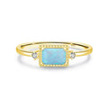 Amara Natural Opal Pure 925 Sterling Silver and 18k Gold Plated Ring with CZ Side Stones