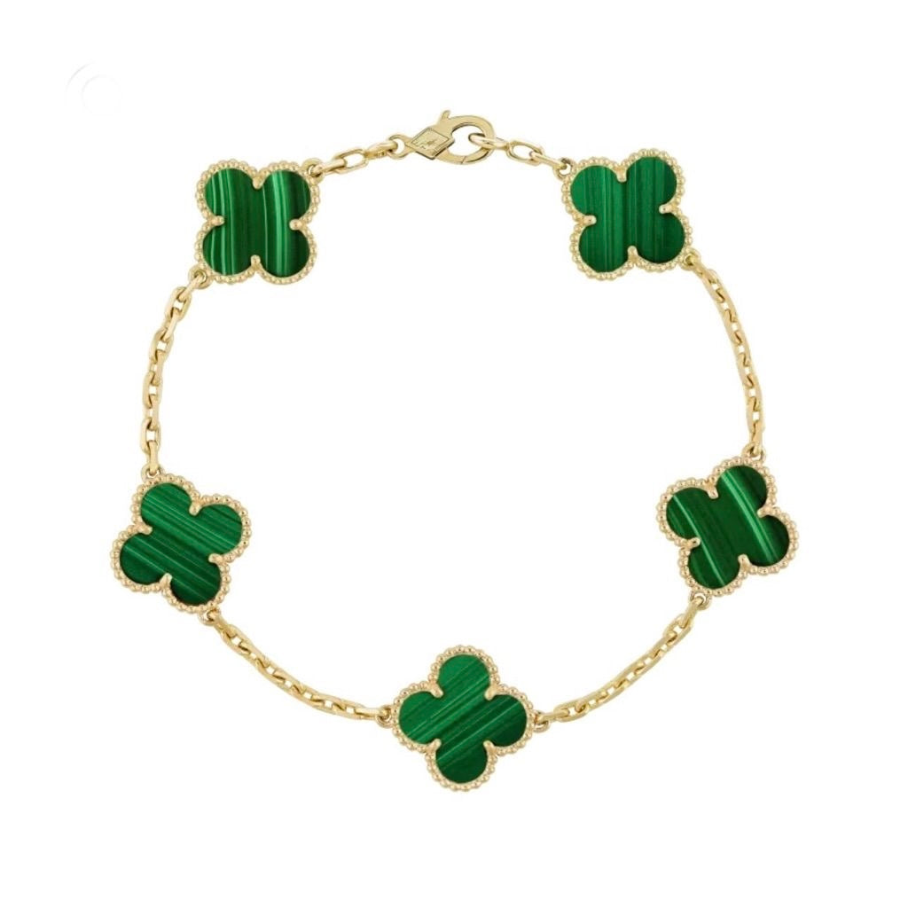 18k Vintage Motif Bracelet in Malachite (Green)