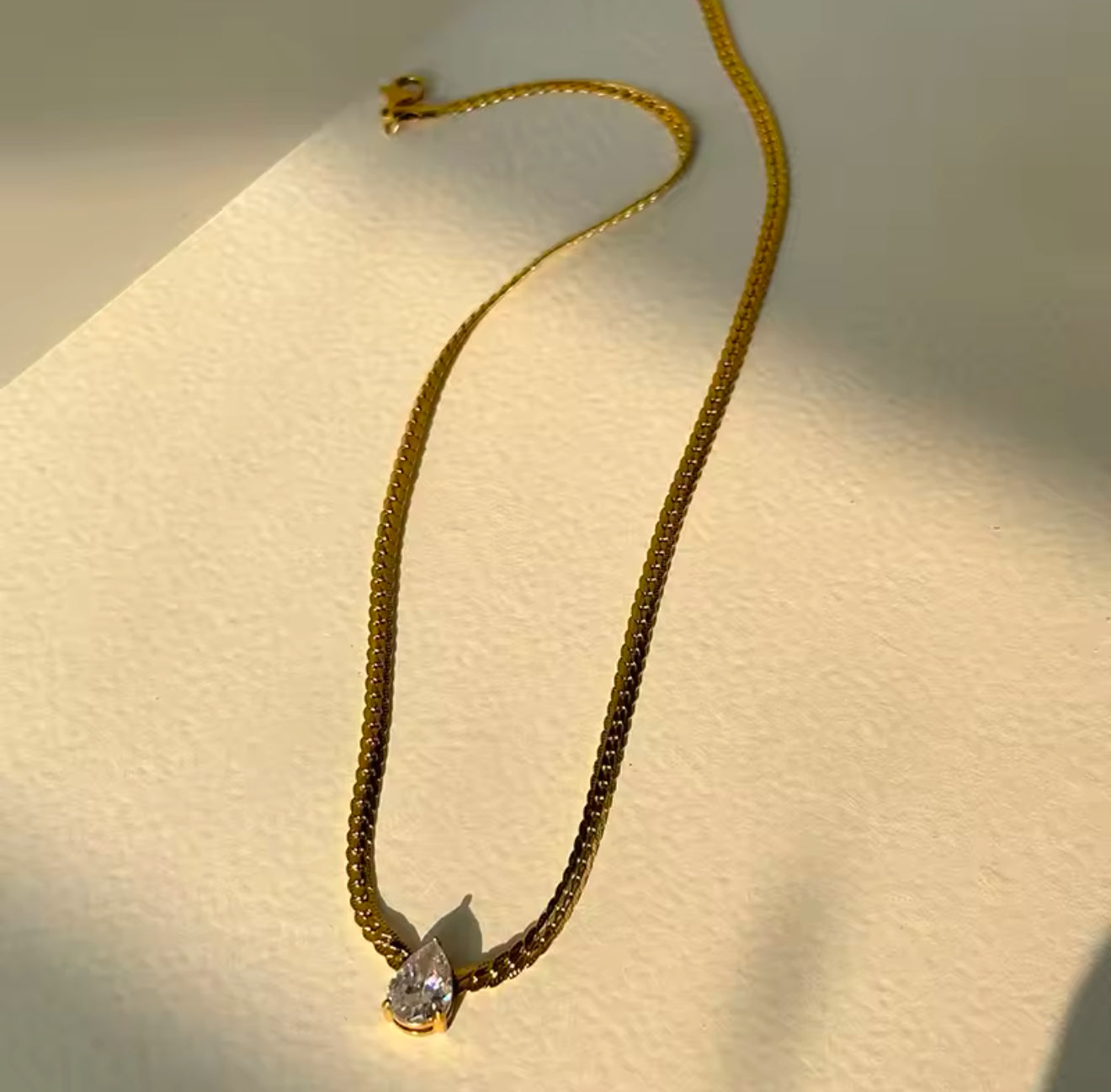 Emme 18k Gold Plated Pear Cut CZ Chain Necklace