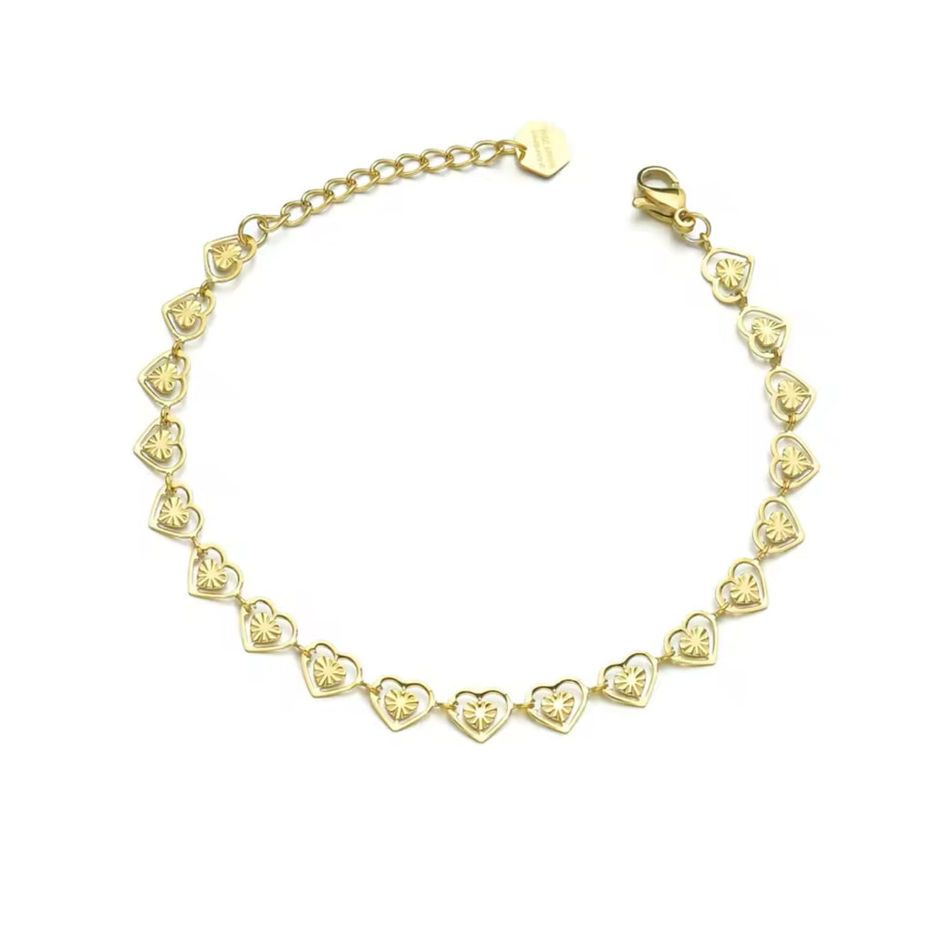 Pure Heart 18k Gold Plated Stainless Steel Bracelet