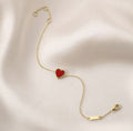 Cara 925 Silver Red Agate Heart Chain Bracelet