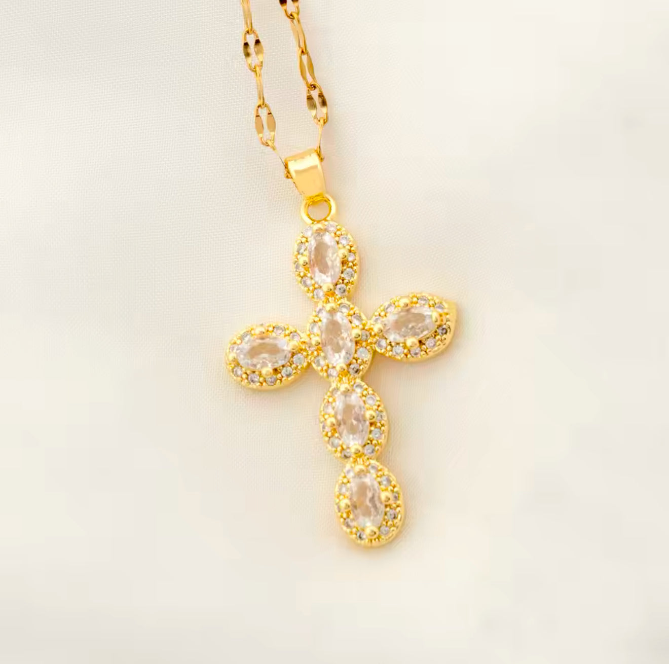 Anise 18k Gold Plated Stainless Steel Cross Pendant Necklace