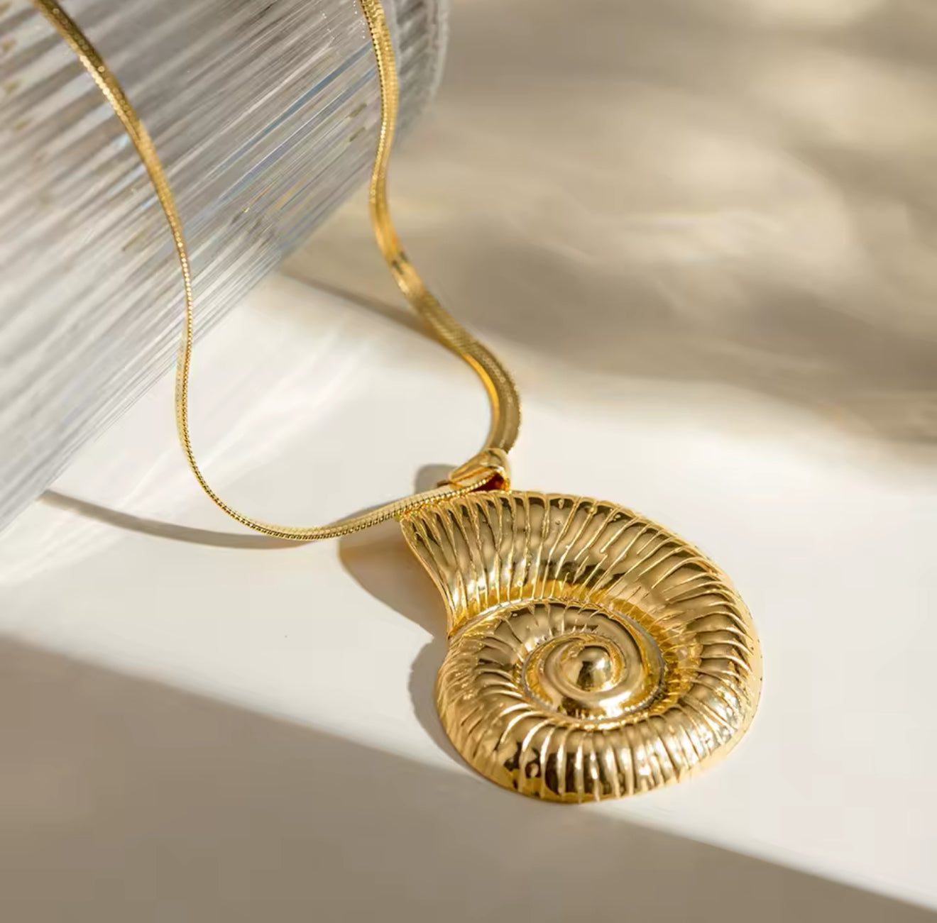 Sarai 18k Gold Plated Stainless Steel Shell Statement Necklace