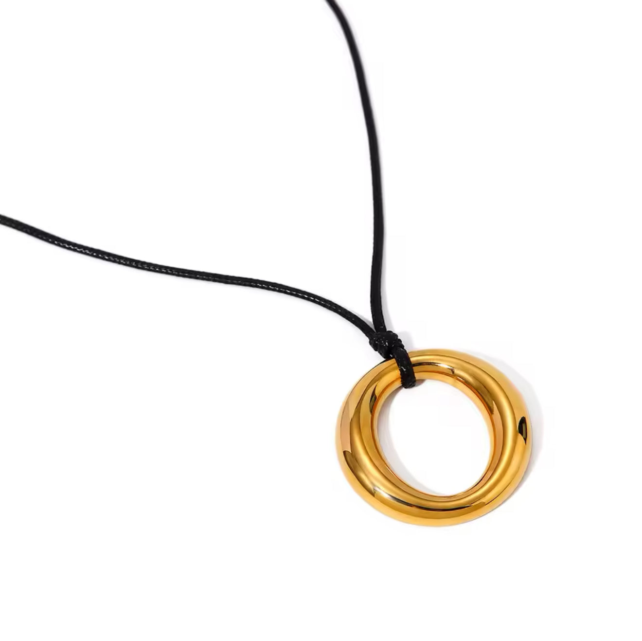 Morgana 18k Gold Plated Oval Charm String Pendant Necklace
