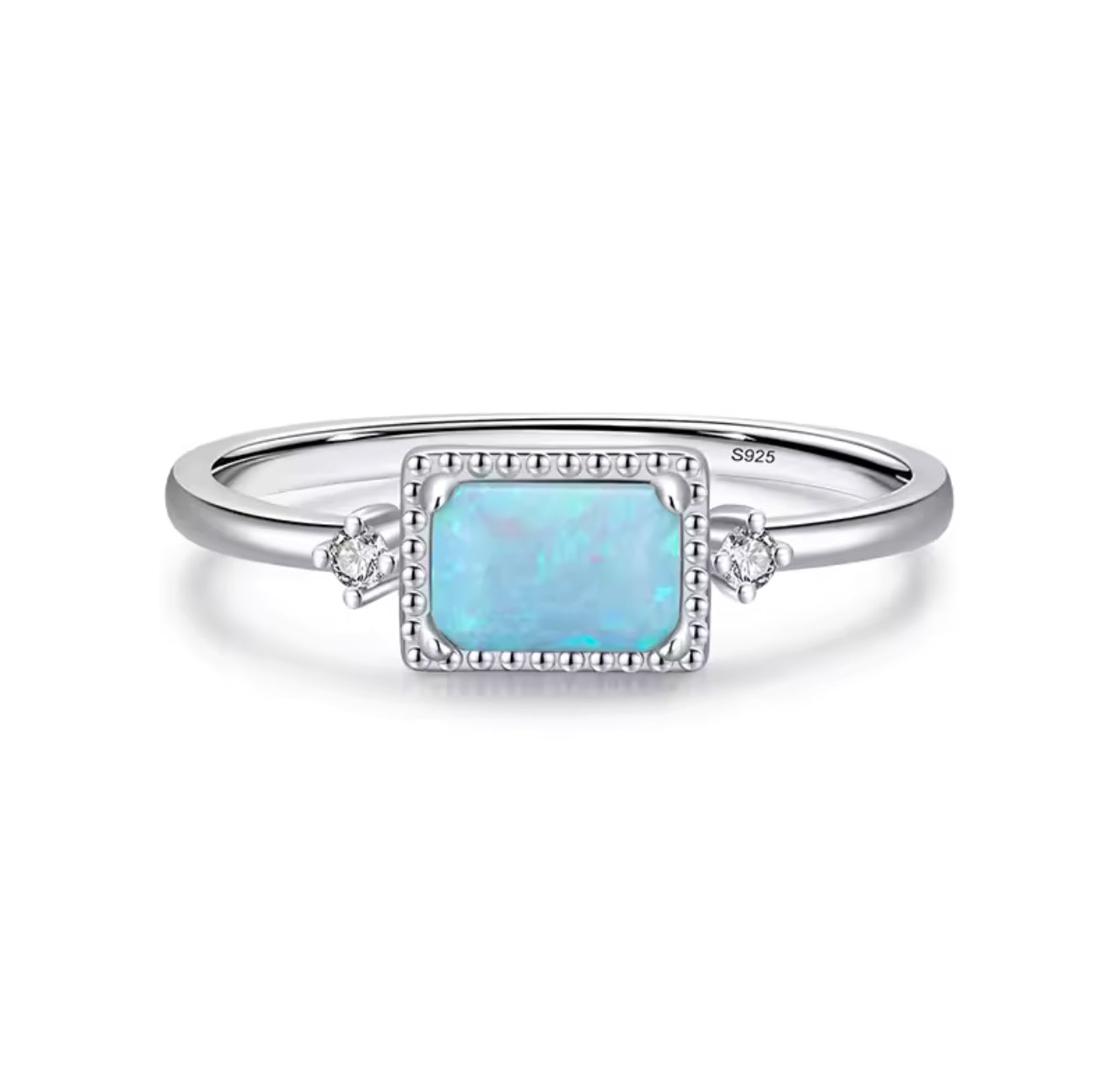 Amara Natural Opal Pure 925 Sterling Silver and 18k Gold Plated Ring with CZ Side Stones