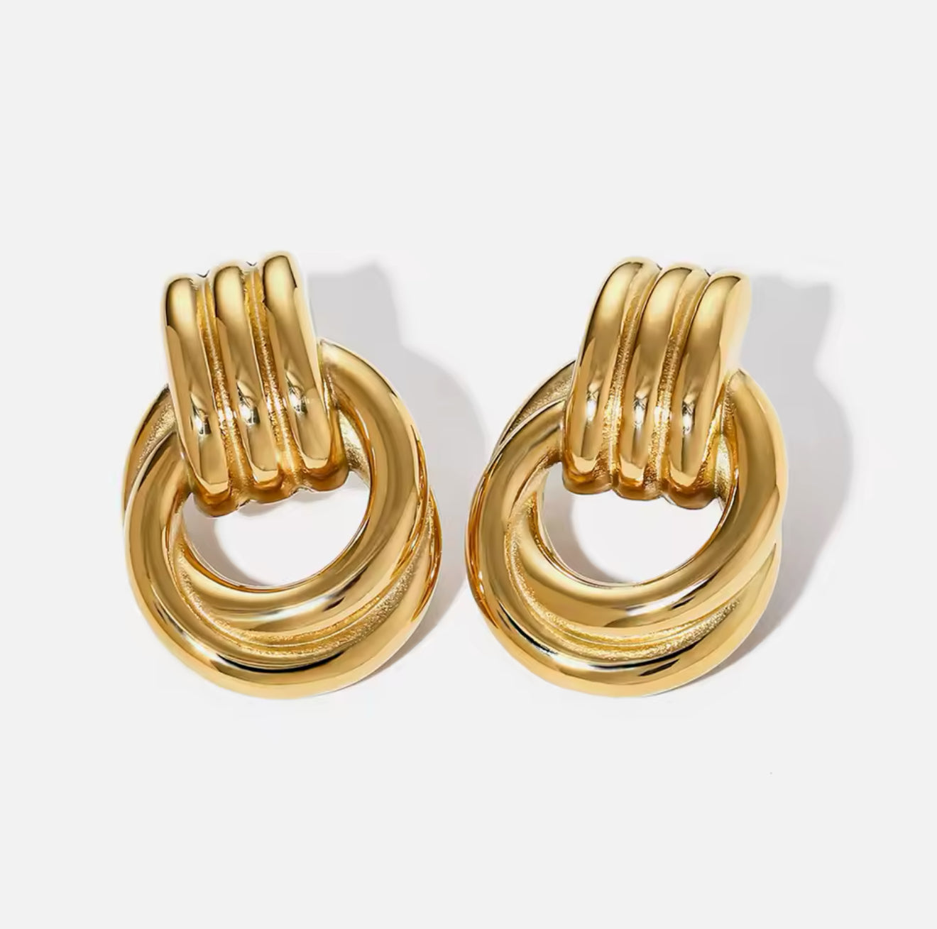 Quinn 18k Gold Plated Hoop Stud Earrings over Stainless Steel