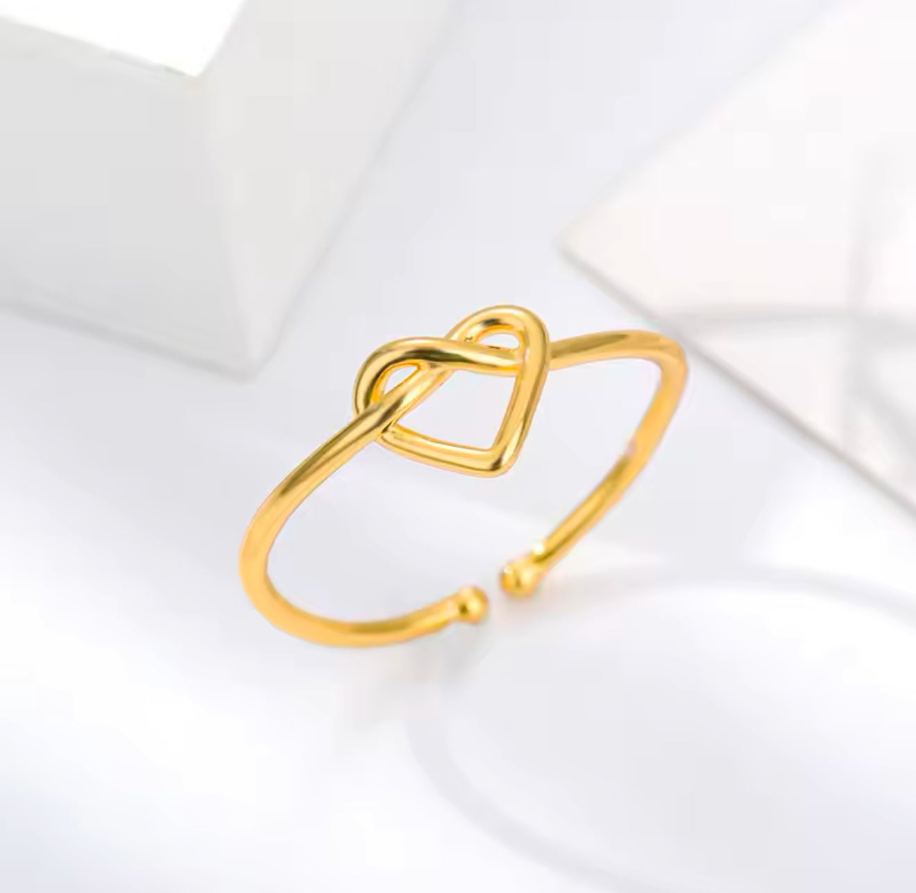 Jaime 18k Gold Plated Stainless Steel Resizable Heart Ring