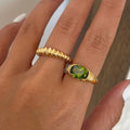 Gemma 18k Gold Plated Green Simulated Peridot Statement Ring