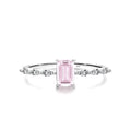 Jackie Solid 925 Silver Pink Emerald Cut CZ Ring