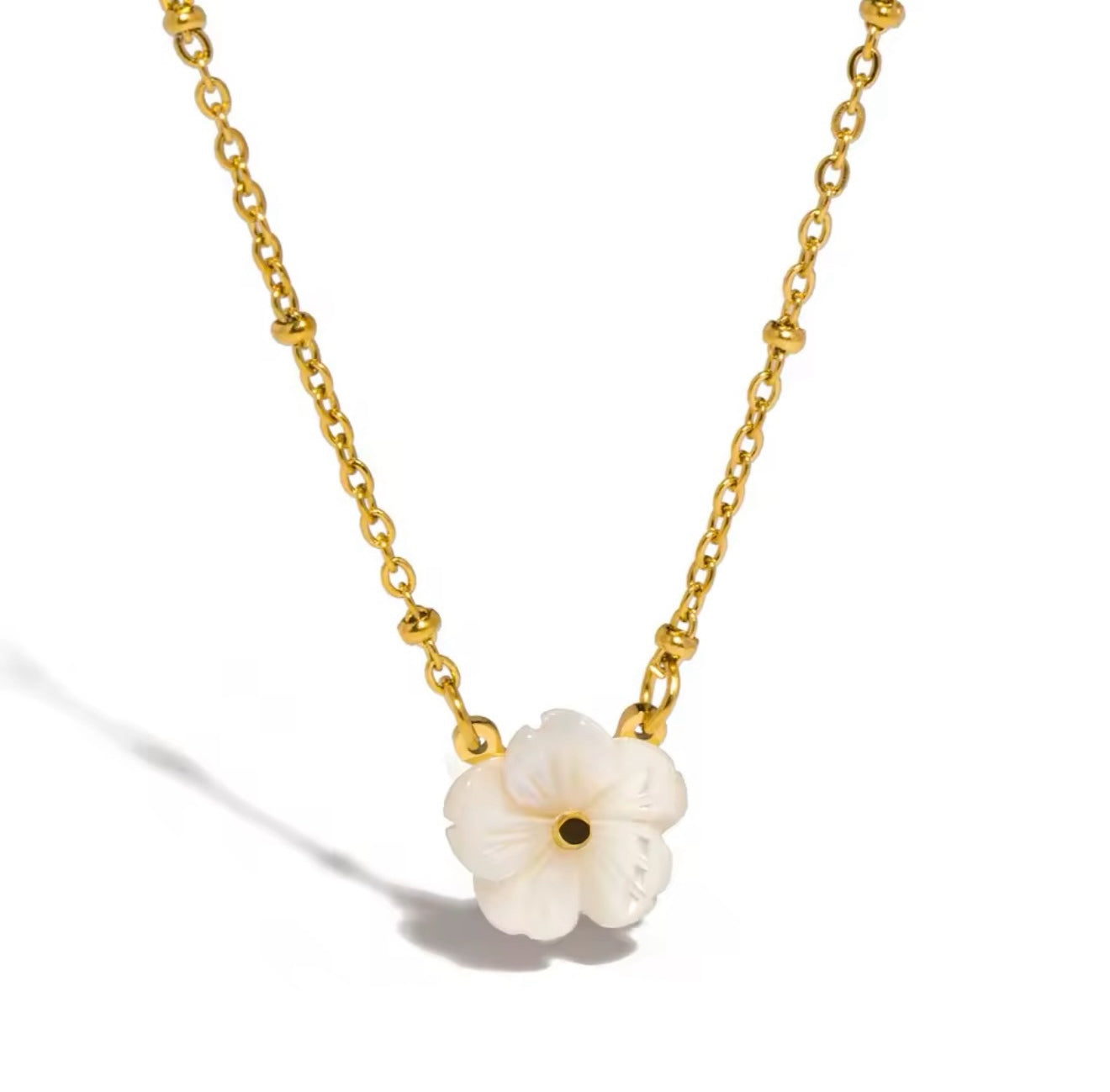 Mina Mother of Pearl 18k Gold Plated Pendant in Stainless Steel