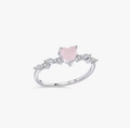Freia Solid 925 Silver Rose Quartz Heart Ring