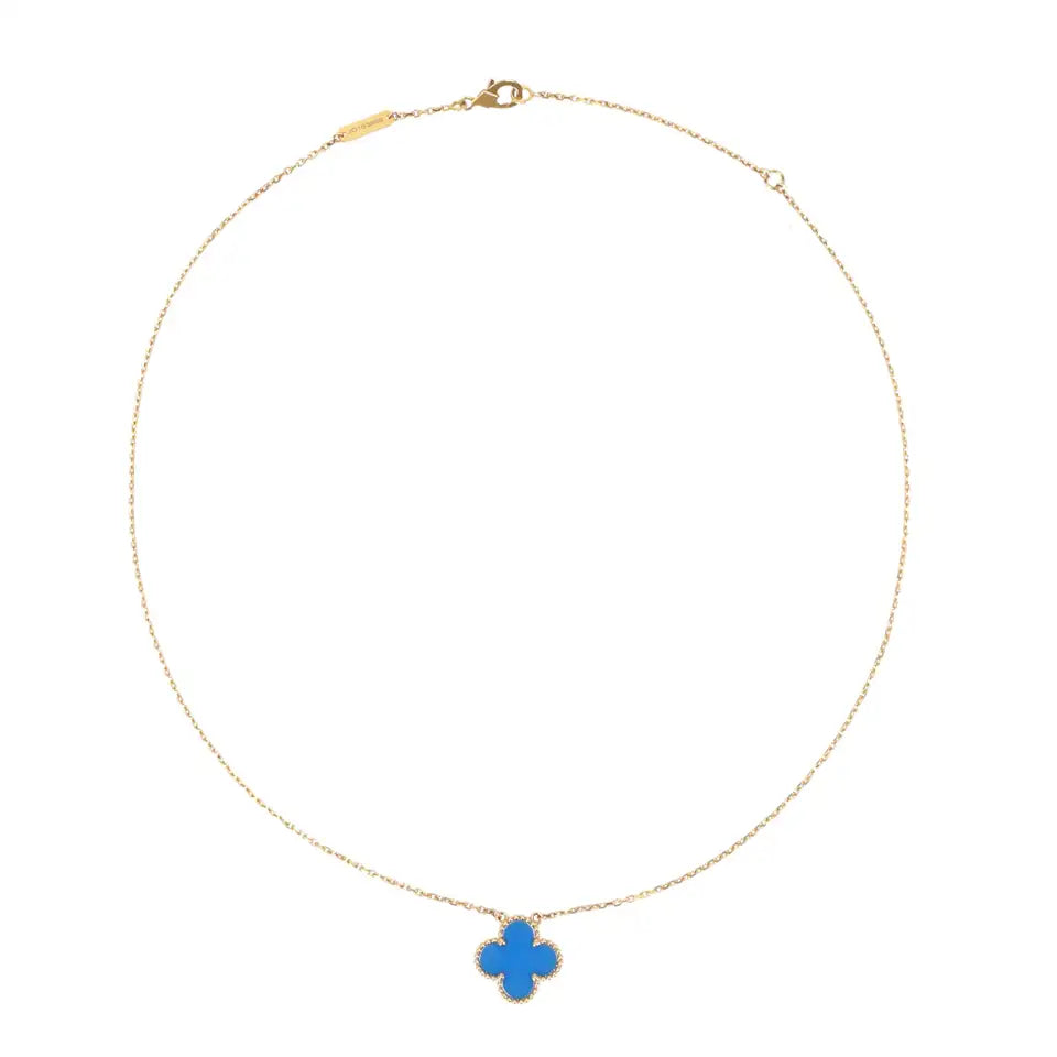 18k Vintage Motif Necklace in Blue Agate