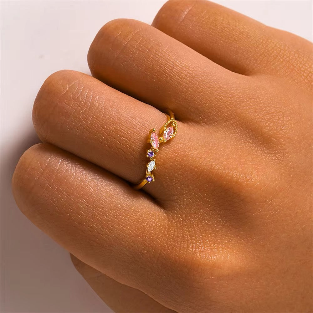 Salomé 925 Sterling Silver & 18K Gold Plated CZ Ring