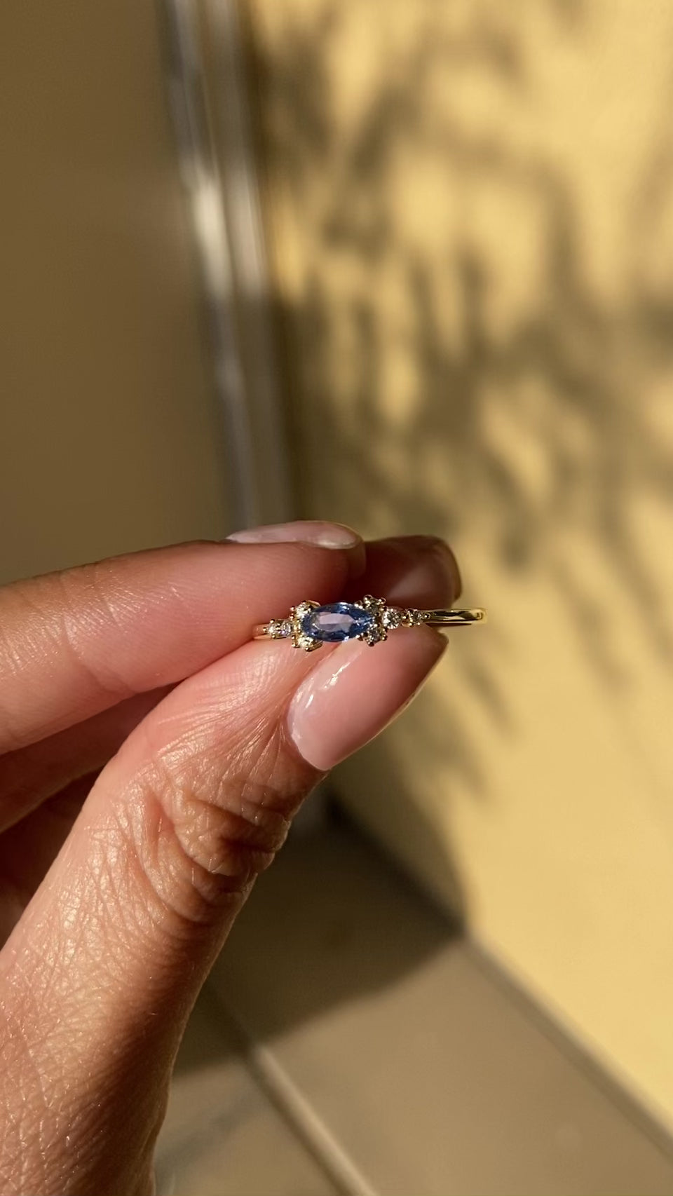 Marina Blue 925 Sterling Silver 18K Gold Plated CZ Ring