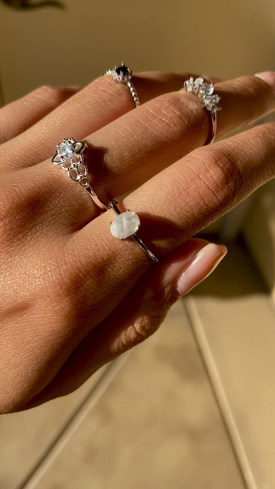 Iris 925 Sterling Silver Iridescent Stone Ring – Aliné Jewelry