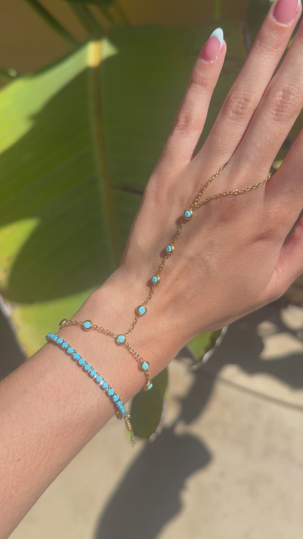 Mika Turquoise 18k Gold Plated Stainless Steel Tennis Bracelet